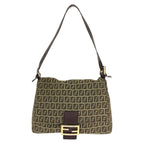 Fendi Vintage Zucchino Mamma Bucket Brown Canvas Leather Shoulder Bag