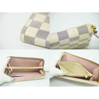 Louis Vuitton LV Portefeuille Clemence Damier Azur Wallet White Gray — view 7