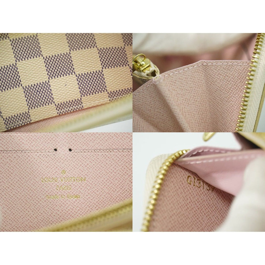 Louis Vuitton LV Portefeuille Clemence Damier Azur Wallet White Gray — view 9