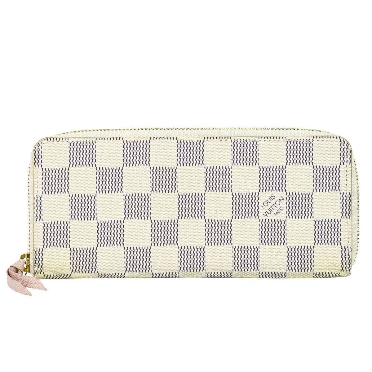 Louis Vuitton LV Portefeuille Clemence Damier Azur Wallet White Gray