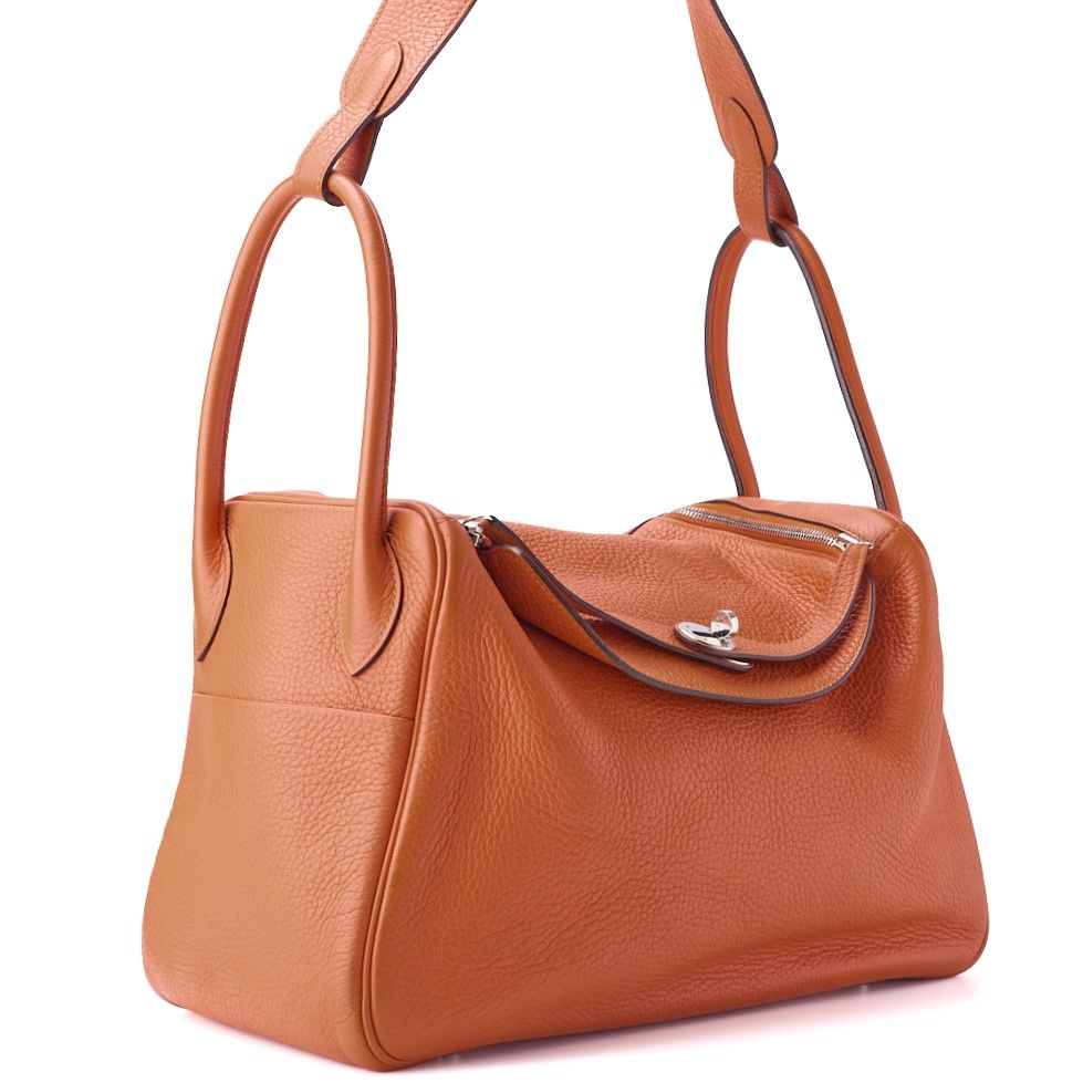 Hermes Lindy 34 Shoulder Bag Taurillon Clemence Orange Poppy — view 3