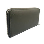 Dior CD Metal Logo Leather Khaki Green Wallet Silver — view 2