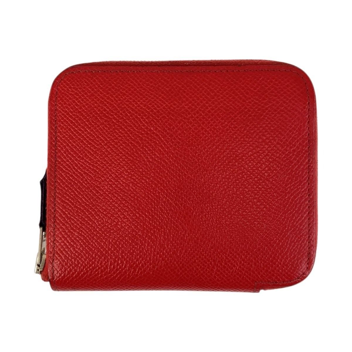 Hermes Azap Silk in Compact Bougainvillea Red Silver Veau Fold Wallet