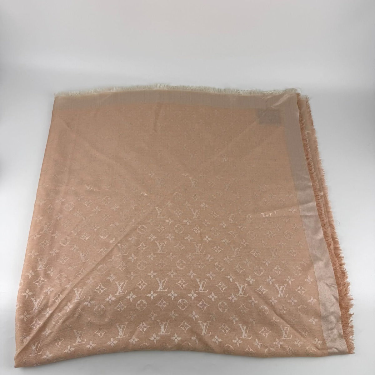 Louis Vuitton Shawl Monogram Pink Silk Wool Vintage Scarf — view 3