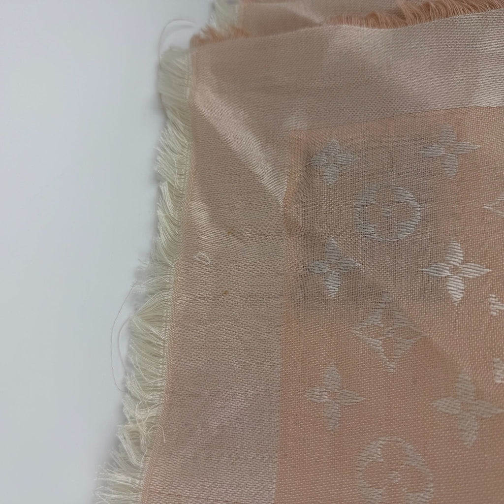 Louis Vuitton Shawl Monogram Pink Silk Wool Vintage Scarf — view 9