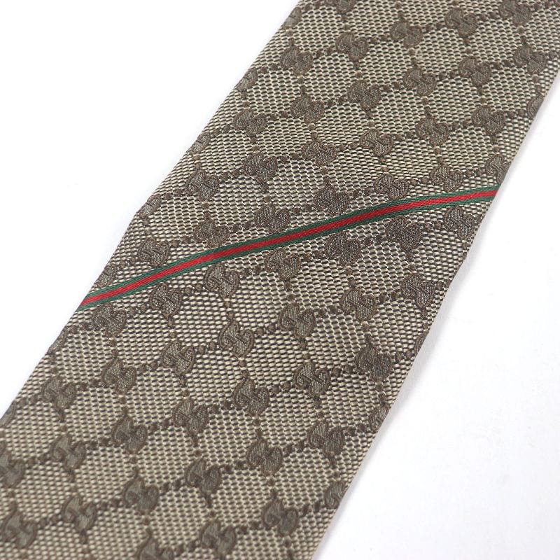 Gucci 100% Silk GG Logo All-over Webline Tie Regular Beige — view 5