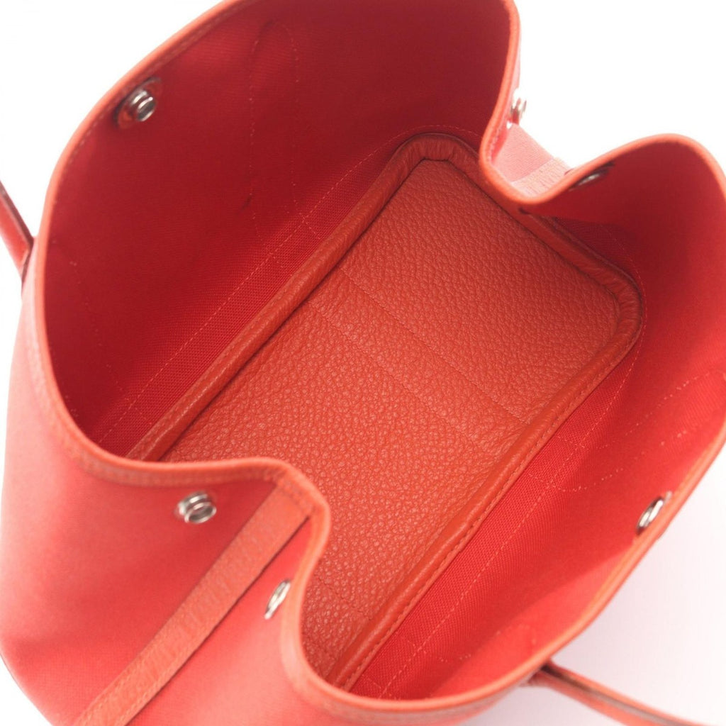 Hermes Tote Garden Party TPM Red Capucines Canvas Leather — view 3