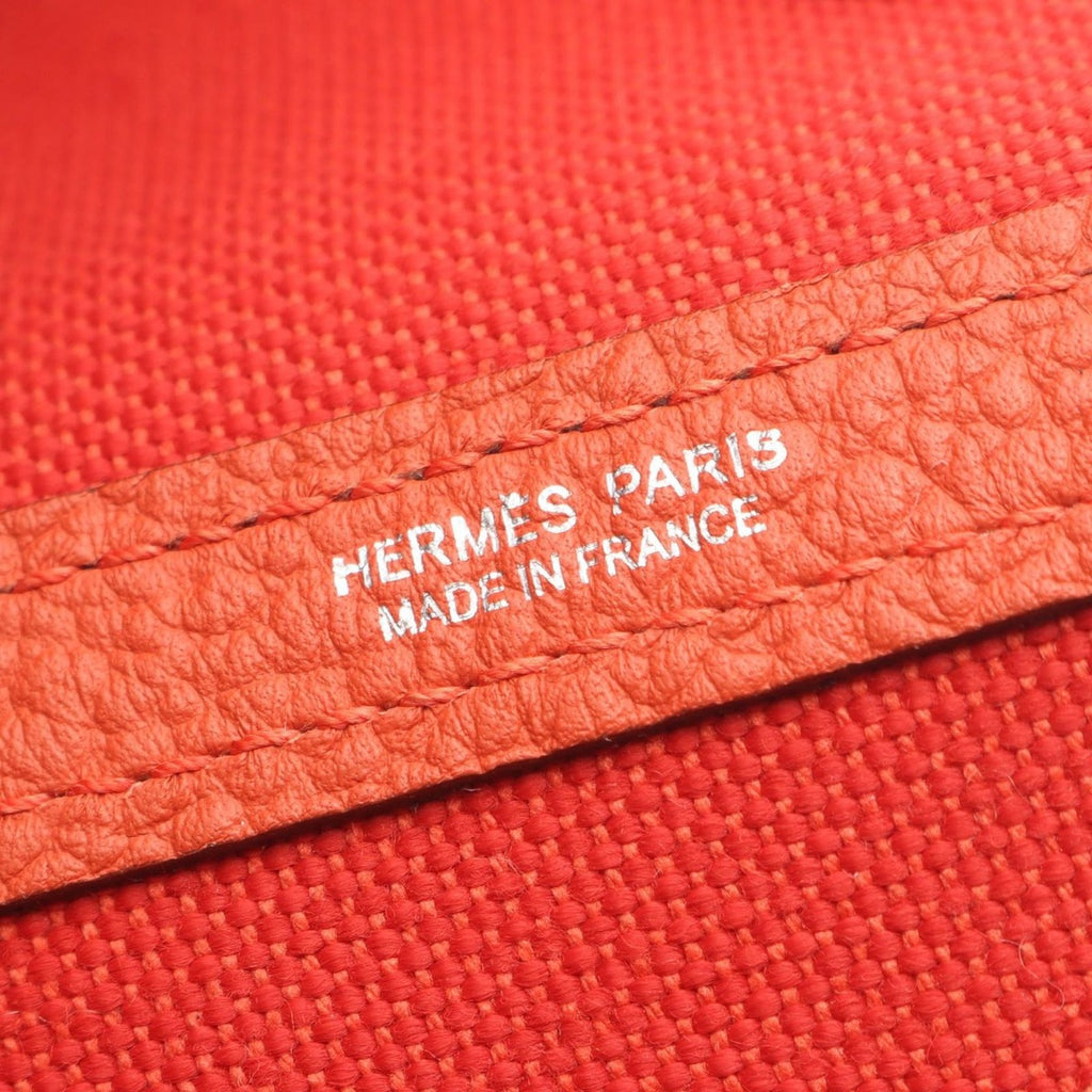 Hermes Tote Garden Party TPM Red Capucines Canvas Leather — view 4
