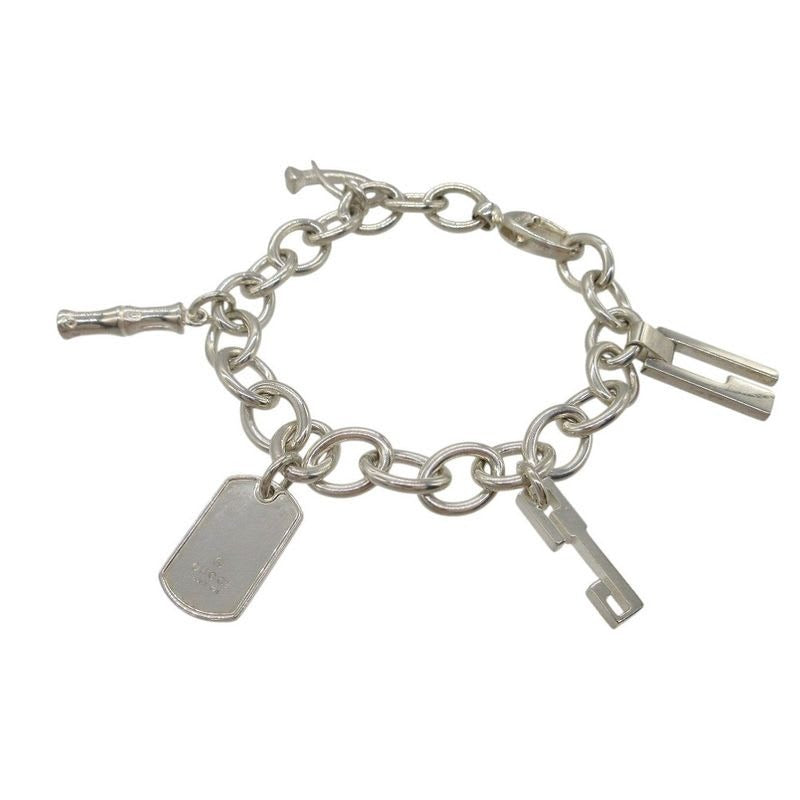 Gucci 5 Charm Bamboo G Logo Dog Tag Icon Bracelet Silver 925 0524 — view 2
