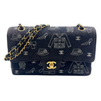 Chanel Quilted Double Flap Leather Canvas Black Shoulder Bag Gold