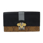 Louis Vuitton Portefeuille Sarah Long Wallet Calf Leather Brown
