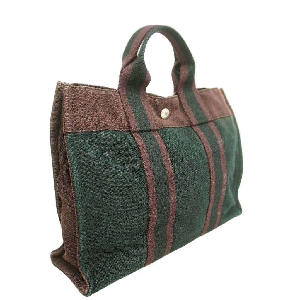 Hermes Handbag Fourre Tout PM Canvas Black Bordeaux Silver — view 2