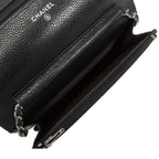 Chanel Chain Wallet Black Silver Caviar Leather Quilted Pochette Shoulder Bag — view 5
