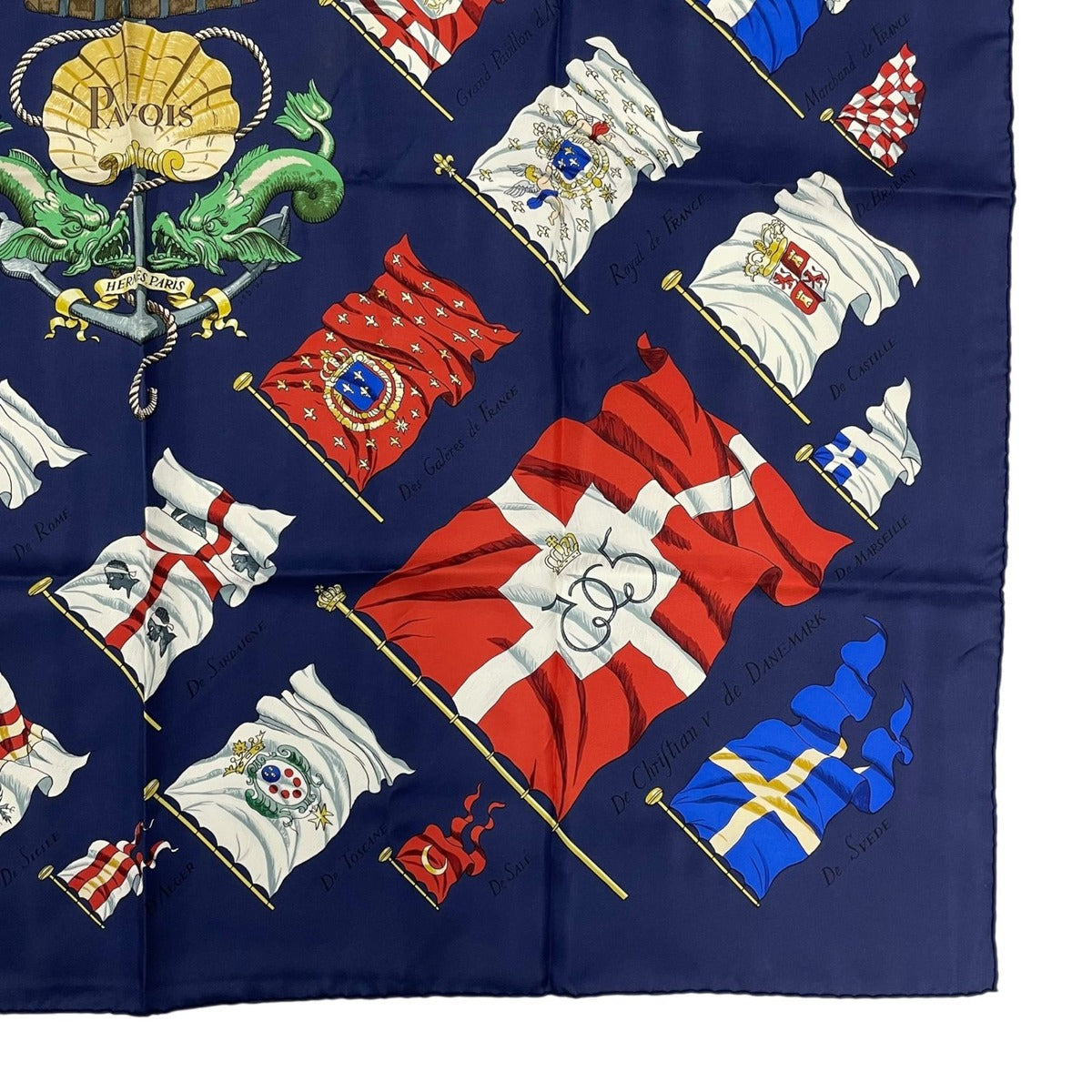 Hermes Carre 90 Pavois Flag Scarf Silk Navy — view 5