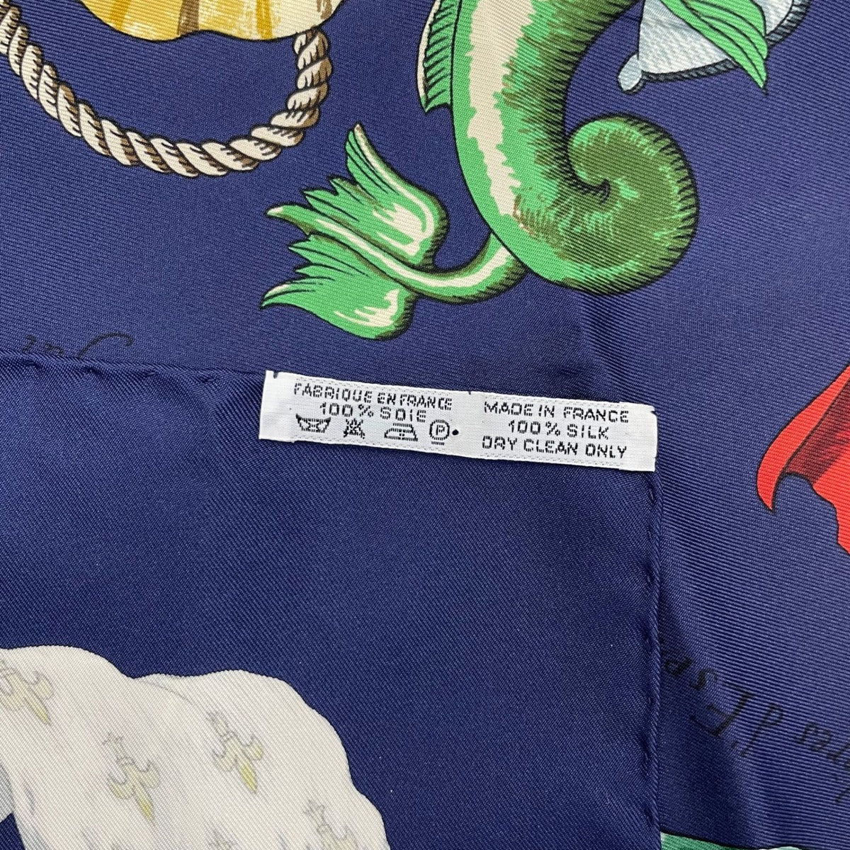 Hermes Carre 90 Pavois Flag Scarf Silk Navy — view 7