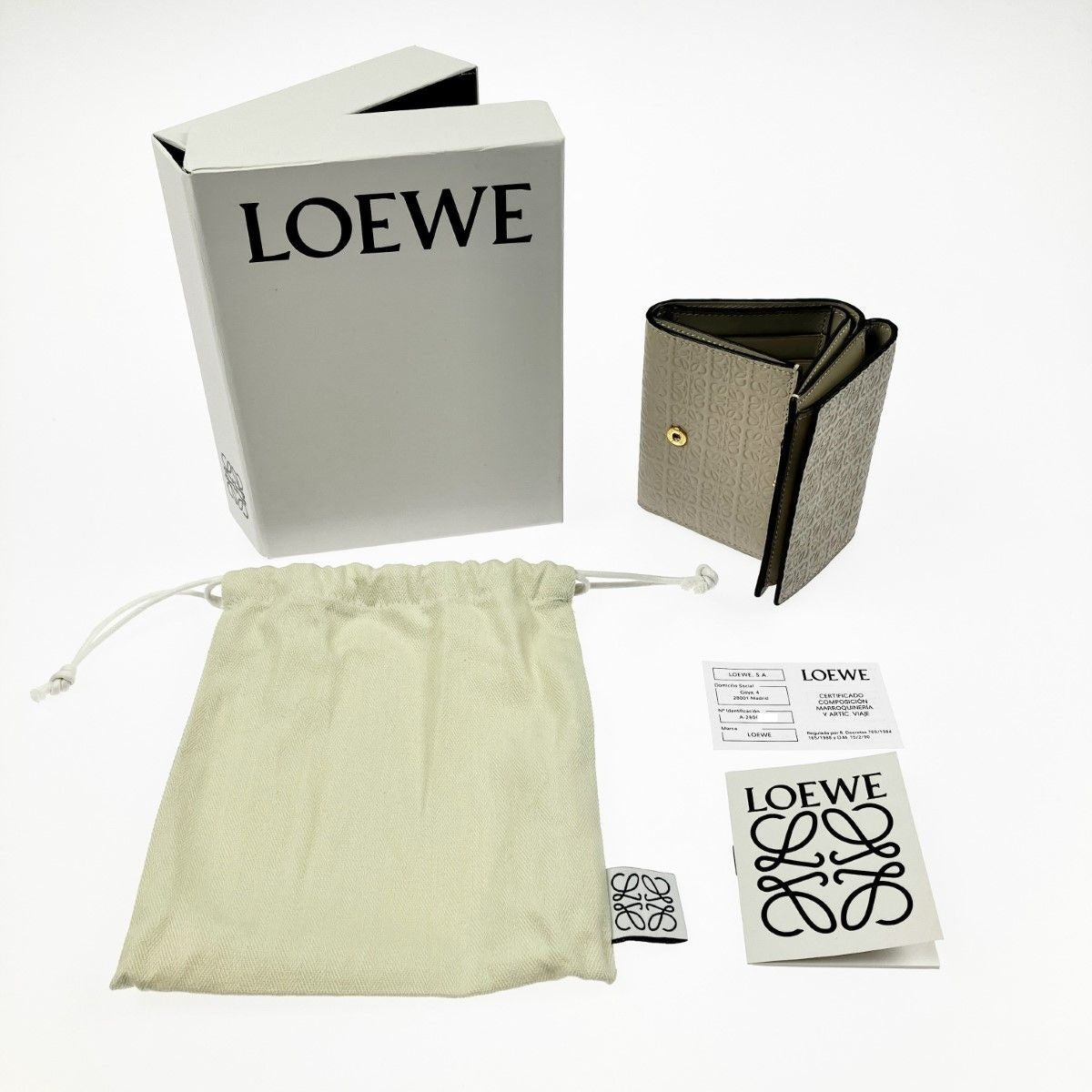 Loewe Cowhide Calf Mini Wallet Trifold and Cloth Bag