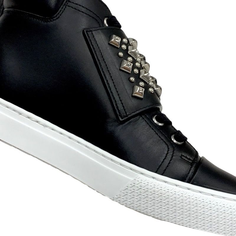 Hermes Hanky Sneakers Shoes Leather Black Silver Studded High Cut — view 9