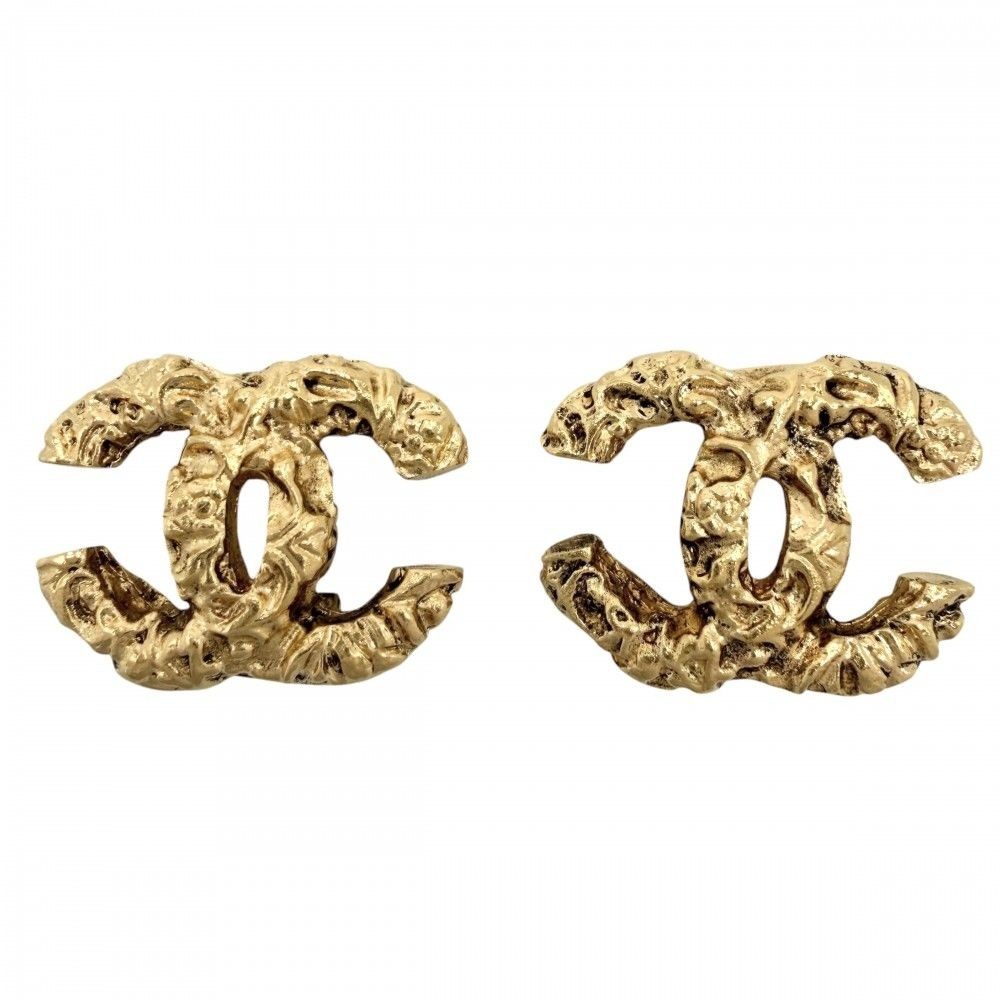Chanel Earrings Magma Lava CC Logo Gold Plated