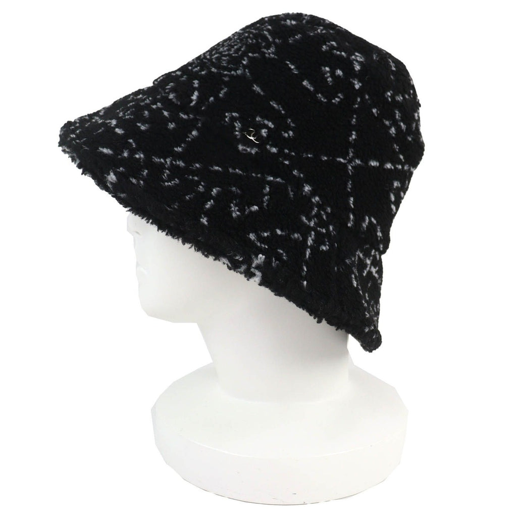 Chanel CC Logo All Over Pattern Pile Bucket Hat Black — view 2