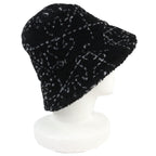 Chanel CC Logo All Over Pattern Pile Bucket Hat Black — view 3