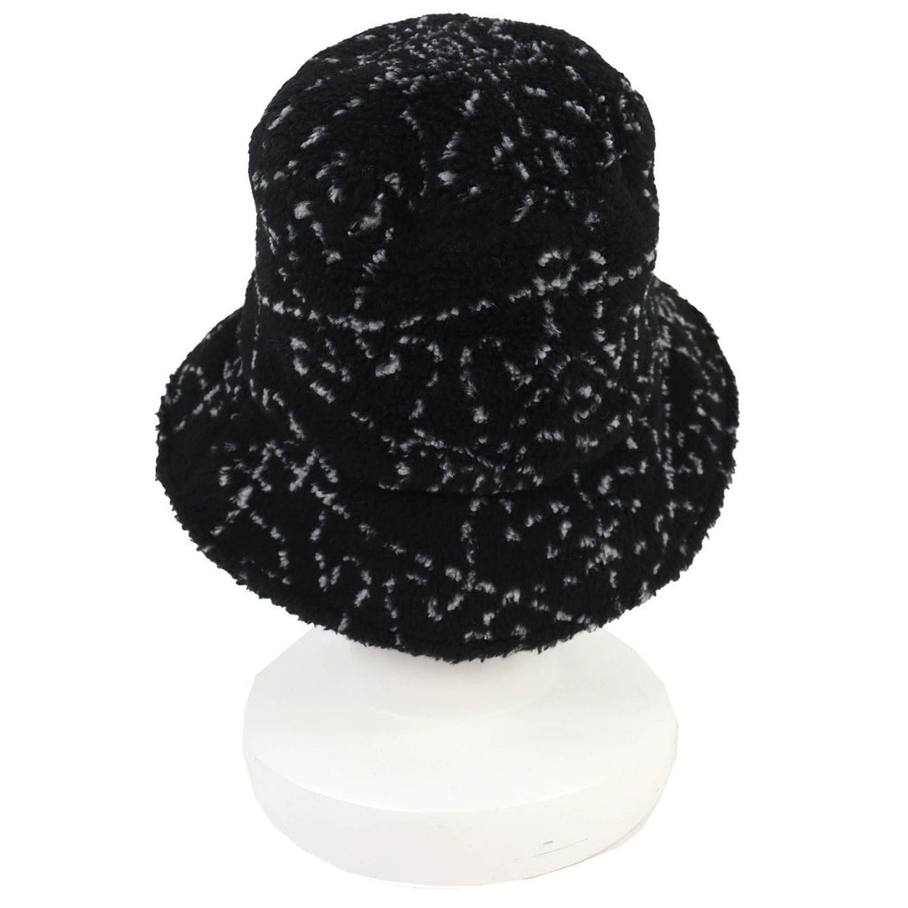 Chanel CC Logo All Over Pattern Pile Bucket Hat Black — view 4