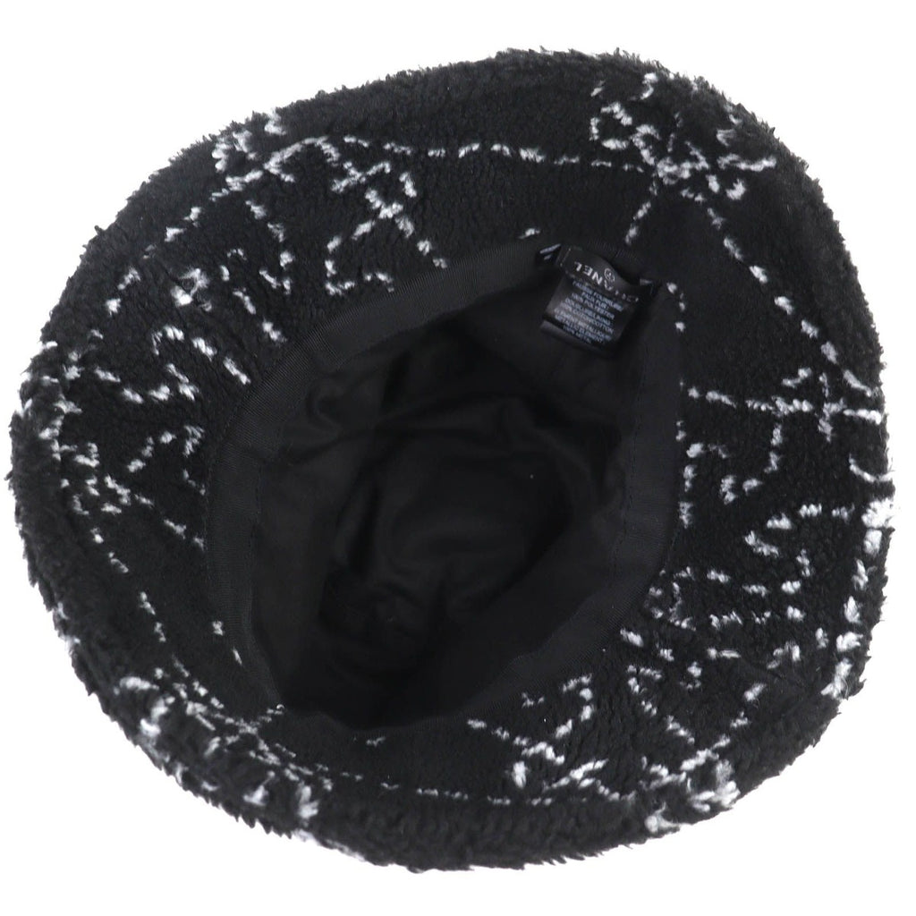 Chanel CC Logo All Over Pattern Pile Bucket Hat Black — view 6