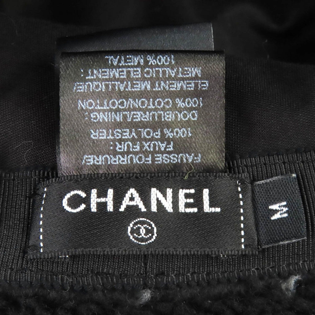 Chanel CC Logo All Over Pattern Pile Bucket Hat Black — view 7