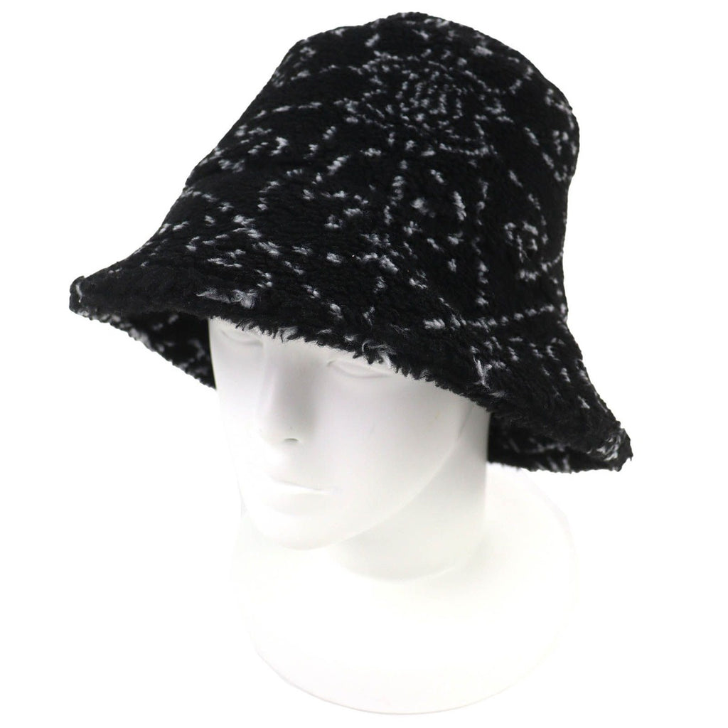 Chanel CC Logo All Over Pattern Pile Bucket Hat Black