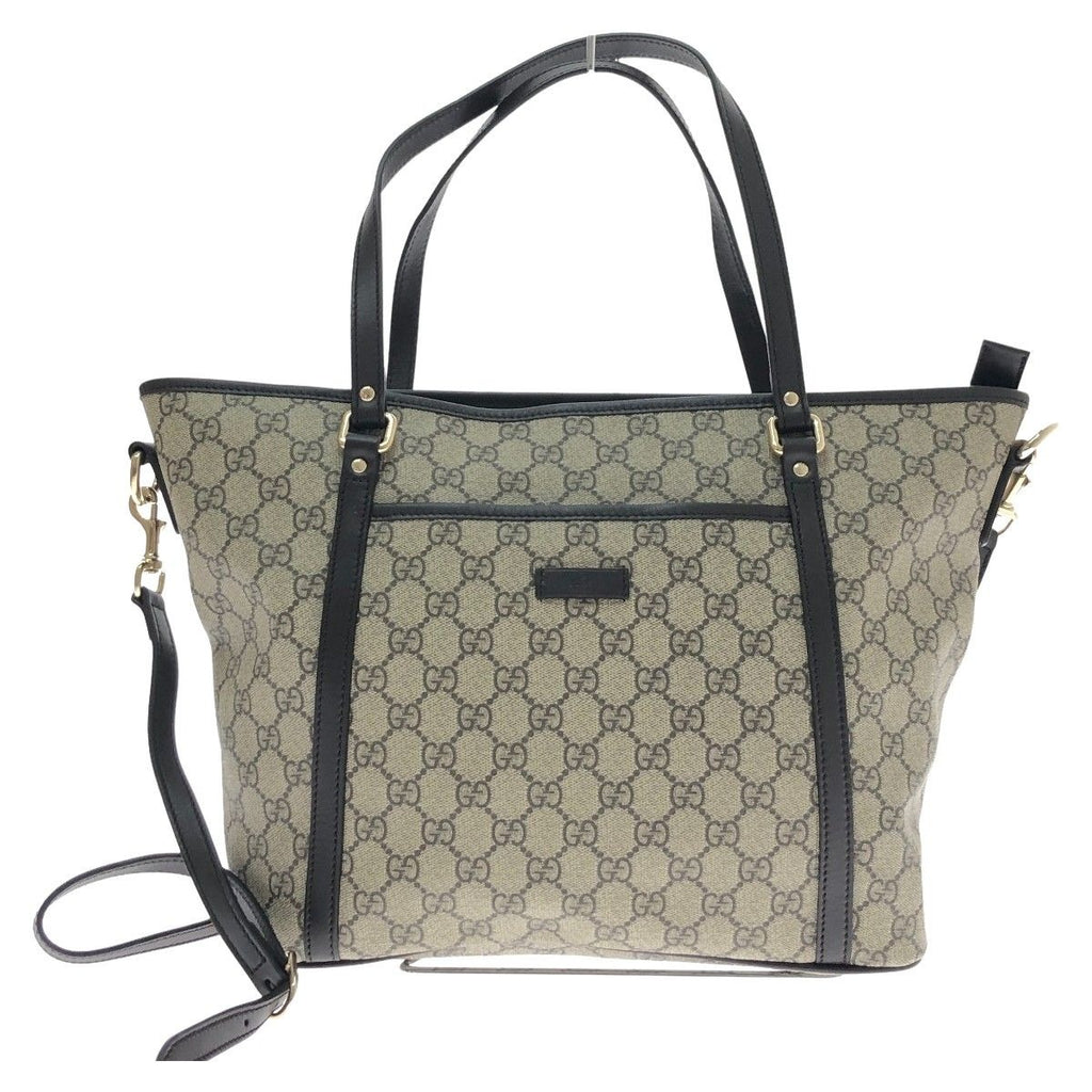 Gucci 2-Way Tote GG Supreme Leather Dark Brown