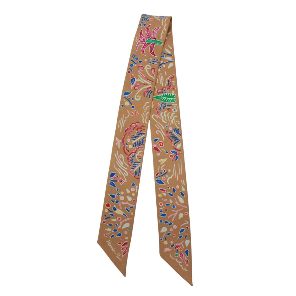 Hermes Tsuiri Spring Island Silk Brown Multicolor Scarf — view 2