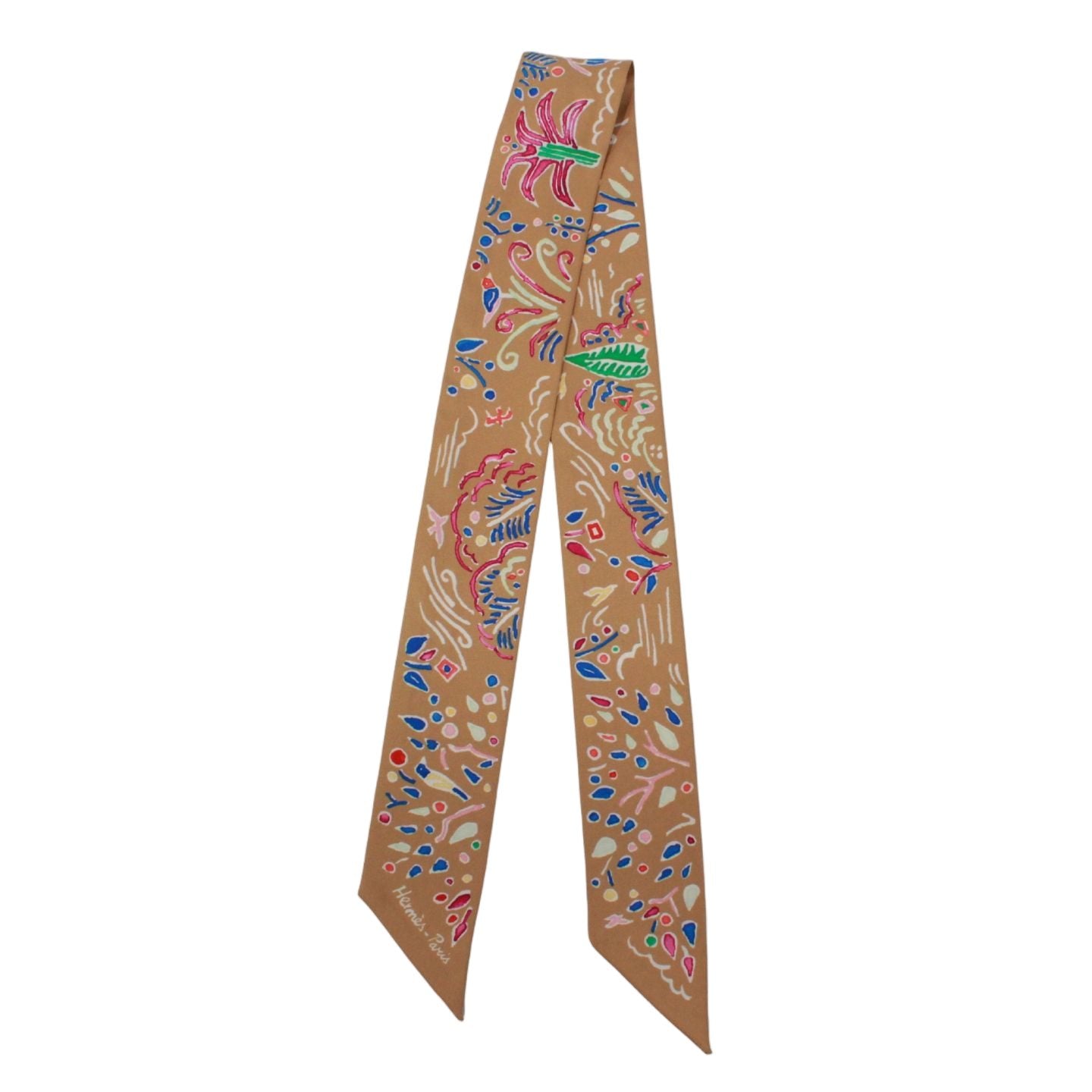 Hermes Tsuiri Spring Island Silk Brown Multicolor Scarf — view 2