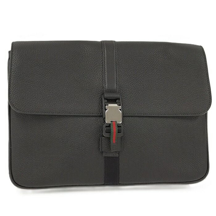Gucci Business Case Clutch Bag Leather Black