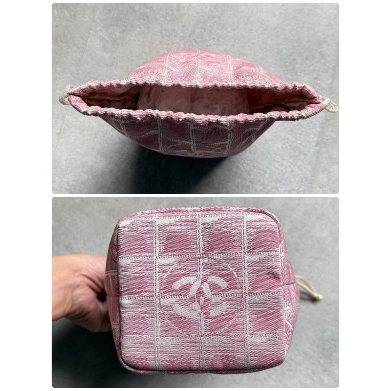 Chanel Draw String Pouch New Travel Line Nylon Pink Bag Handbag — view 2