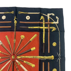 Hermes Carre 90 Cannes & pommeaux Cane Pattern Silk Black Scarf — view 3