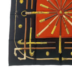 Hermes Carre 90 Cannes & pommeaux Cane Pattern Silk Black Scarf — view 4