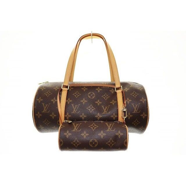 Louis Vuitton Papillon 30 Handbag Leather Monogram Canvas Aa