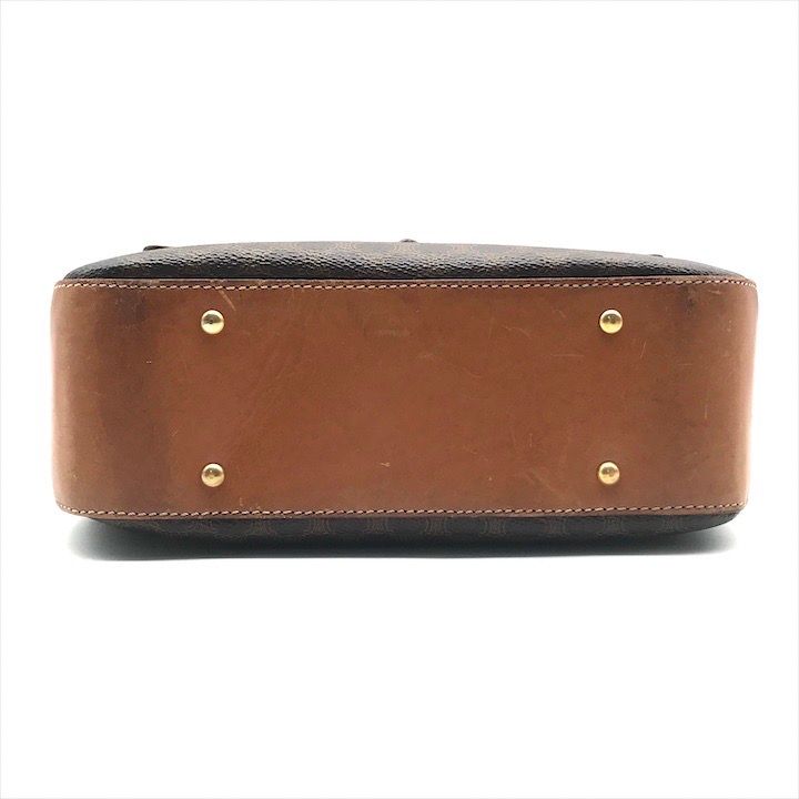Celine Macadam Turnlock Charm Leather Hand Bag Brown Vintage — view 3