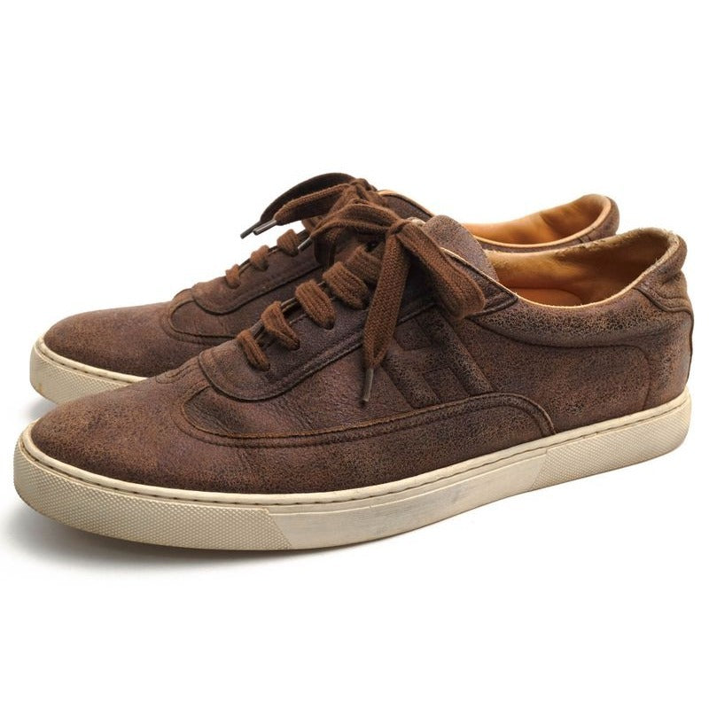 Hermes Shoes Sneakers Low Cut Men Leather Dark Brown Quicker Sneaker