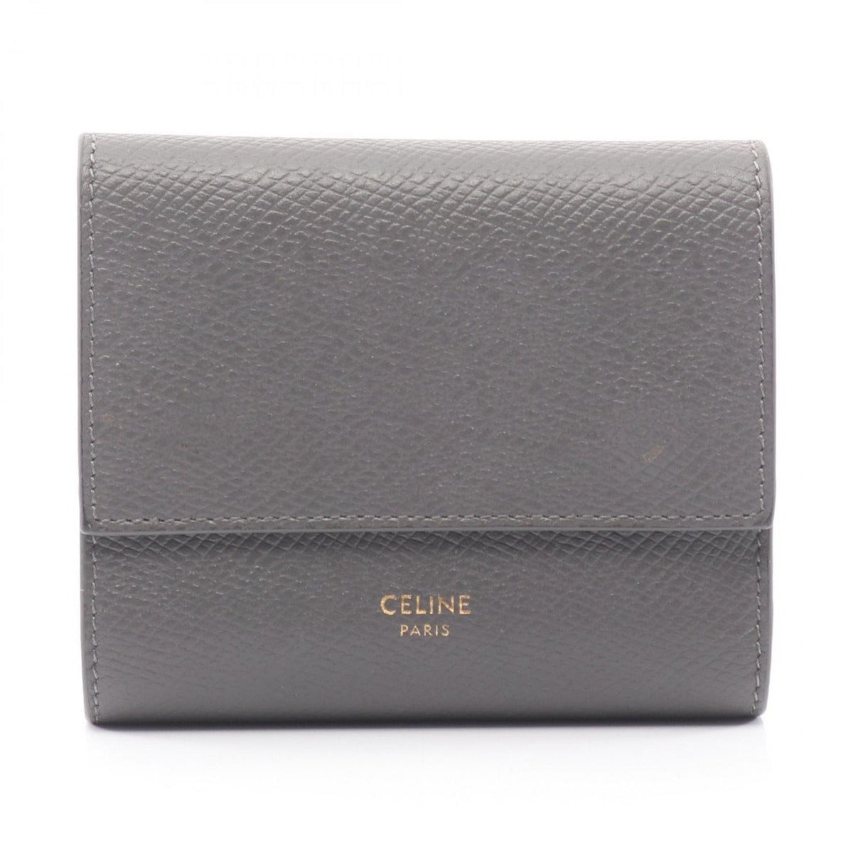 Celine Trifold Wallet Small Gray Leather