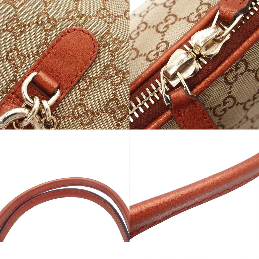 Gucci Heartbit Beige Orange GG Canvas Leather Heart Shape Charm 2-Way Shoulder — view 8