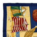 Hermes Carre 90 Scarf Des Plages Charm of the Normandy Coast Blue Silk — view 2