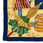 Hermes Carre 90 Scarf Des Plages Charm of the Normandy Coast Blue Silk — view 4