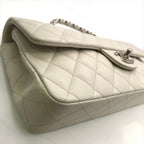 Chanel CC Logo Turnlock Lambskin Chain Shoulder Bag White Purse — view 5
