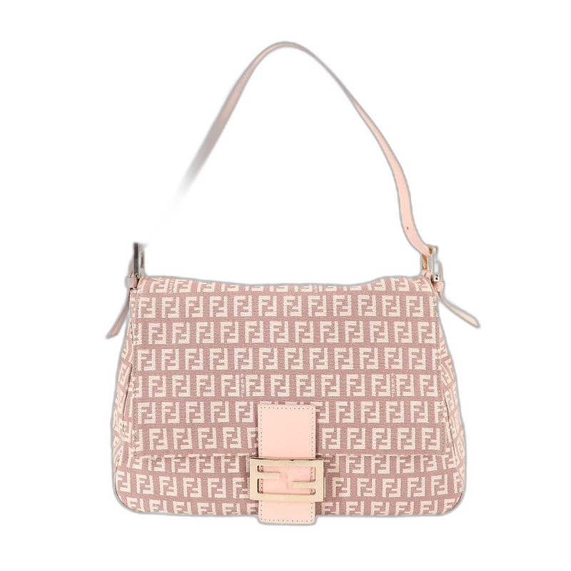 Fendi Zucchino Mamma Bucket Shoulder Bag Canvas Pink Gold