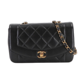 Chanel Diana Quilted 22 Chain Shoulder Bag Lambskin Black Vintage
