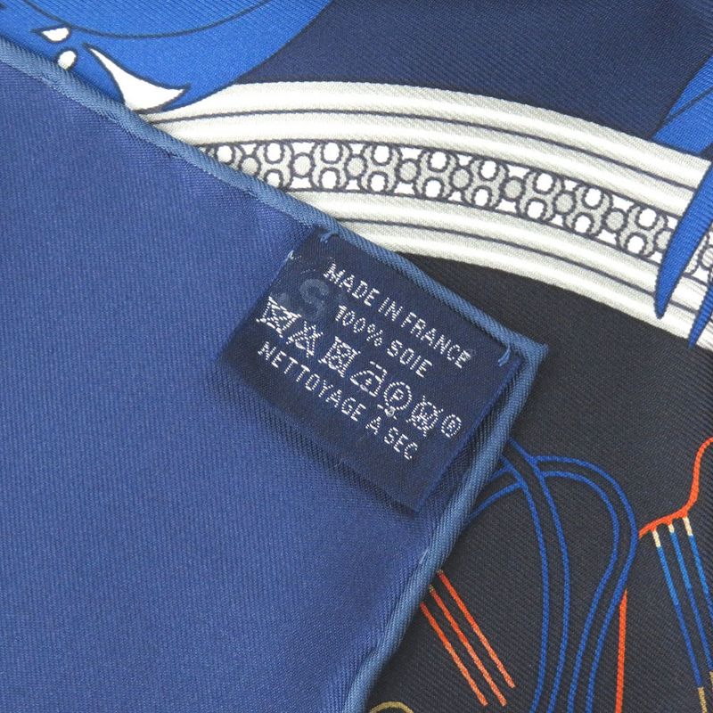 Hermes Carre 90 Legende Brodee Embroidered Legend Silk Blue Scarf 0227 — view 7