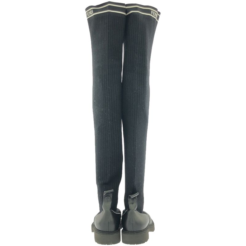 Fendi 17 AW Knee-High Long Knit Boots Black 37 — view 3