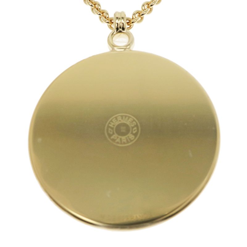 Hermes Medaille Quadrige GM Blanc Gold Hardware Pendant Necklace — view 3