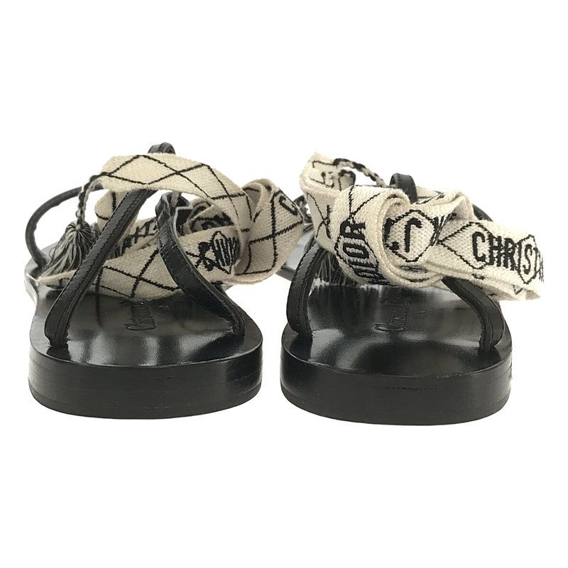 Christian Dior Ja Ankle Ribbon Flat Sandals 38 Black — view 3