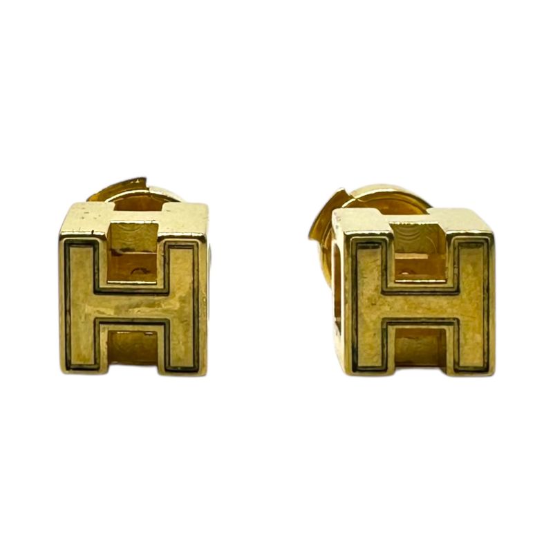 Hermes H Cube Caged Ash Earrings Gold — view 3